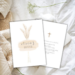 Neutral Modern Boho Pampas Christening Taufe Einladung