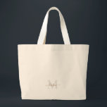 Neutral-Monogram für Gold und Gray Script Jumbo Stoffbeutel<br><div class="desc">Tragetasche. Gold & Gray Monogram. Neutral.</div>
