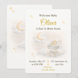Neutral Moon Baby Shower Invitation Editable Einladung