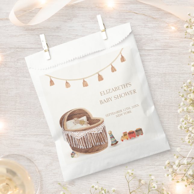 Neutral Niedlich Boho Bassinet Toy Baby Shower Geschenktütchen (Ausgeschnitten)