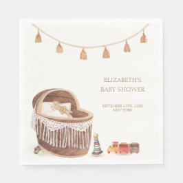 Neutral Niedlich Boho Bassinet Toy Baby Shower Serviette