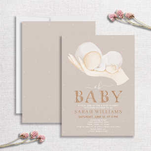 Neutral Oh Baby Quote Minimal Baby Dusche Einladung