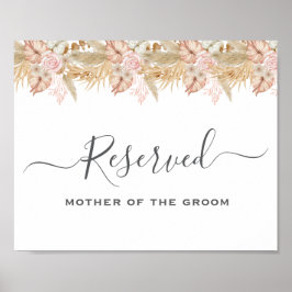 Neutral Palm and Pampas Flower Decor Wedding Poster