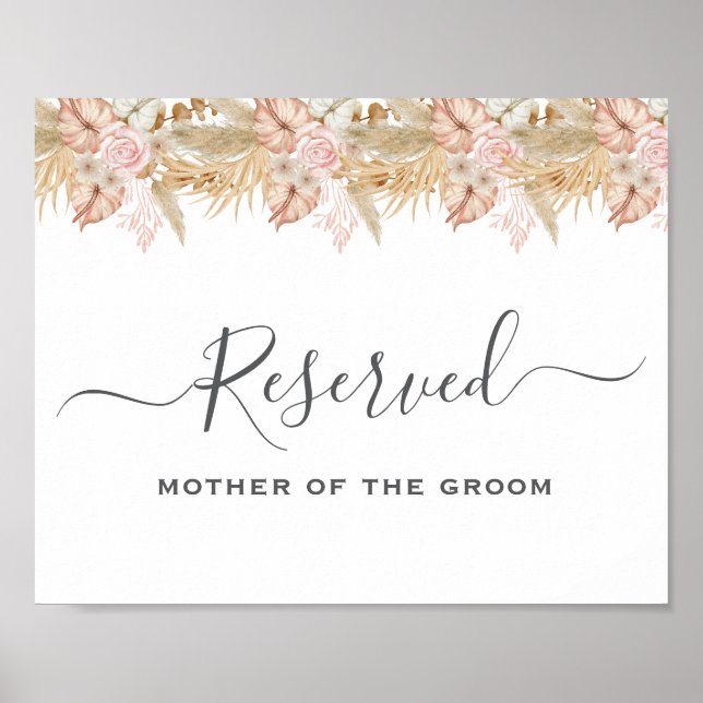 Neutral Palm and Pampas Flower Decor Wedding Poster (Vorne)