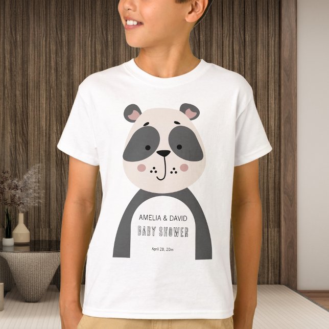 Neutral Panda Baby Shower Kids Outfit T-Shirt (Von Creator hochgeladen)