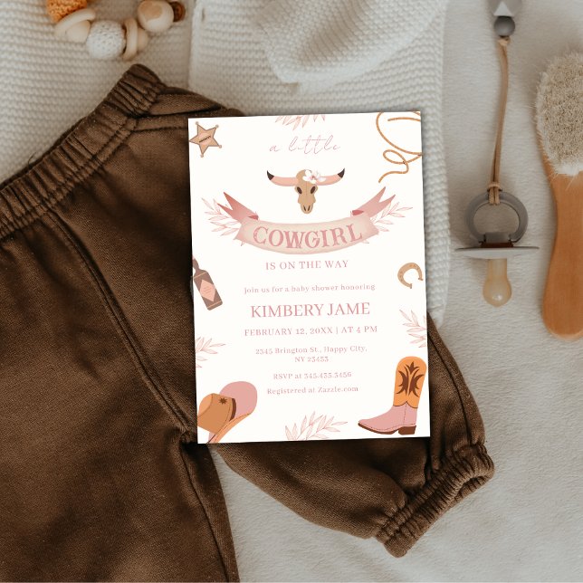Neutral Pink Boho Wild West Cowgirl Babydusche Einladung (Neutral Pink Boho Wild West Cowgirl Baby Shower Invitation)