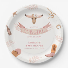 Neutral Pink Boho Wild West Cowgirl Babydusche Pappteller