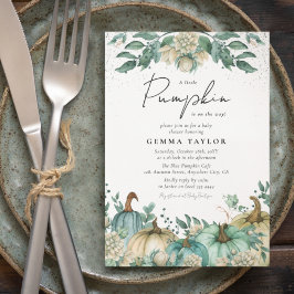 Neutral Pumpkin Wasserfarben Floral Baby Dusche Einladung