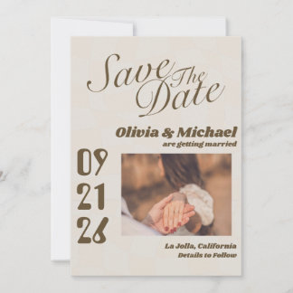 Neutral Retro Funky Disco Hochzeit moderner Spaß Save The Date