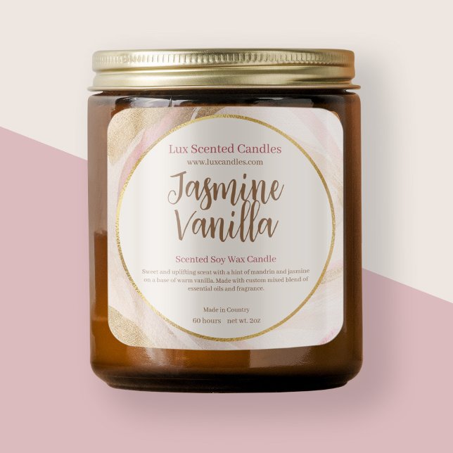 Neutral rosa Pinselstrich Goldener Chic Quadratischer Aufkleber (Von Creator hochgeladen)