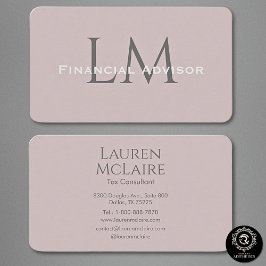 Neutral Rose Taupe Monogram Business Card Visitenkarte