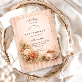 Neutral Rustic A Baby Is Brewing Einladung