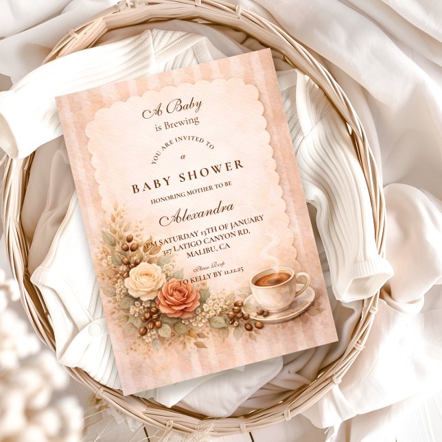 Neutral Rustic A Baby Is Brewing Einladung (Von Creator hochgeladen)
