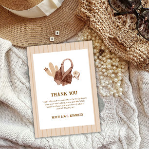 Neutral Rustic Boho Cactus Cowgirl Baby Shower Dankeskarte