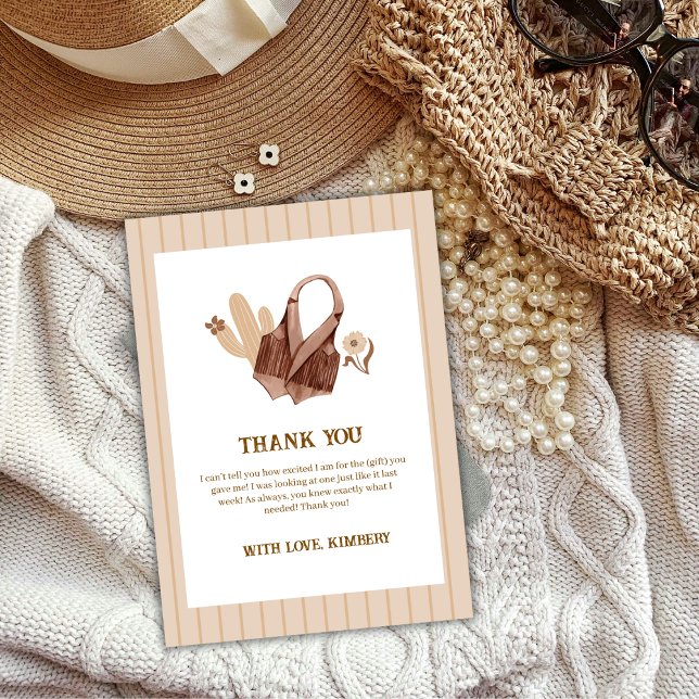 Neutral Rustic Boho Cactus Cowgirl Baby Shower Dankeskarte (Neutral Rustic Boho Cactus Cowgirl Baby Shower Thank You Card)