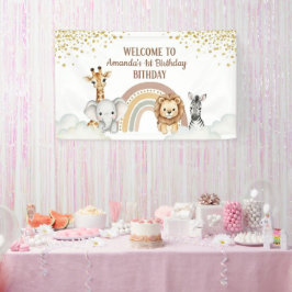 Neutral Safari Animals 1st Birthday Welcome Banner