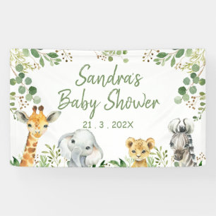 Neutral Safari Baby Shower Banner für Foliage Gend