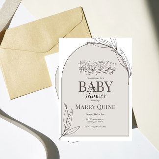 Neutral Safari Baby Shower Invitation, Minimal Bab Einladung