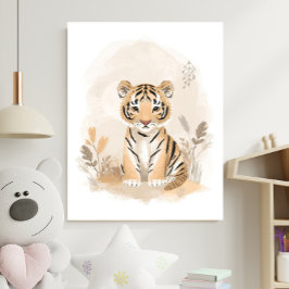 Neutral Safari Boho Tiger Nursery Kids Poster