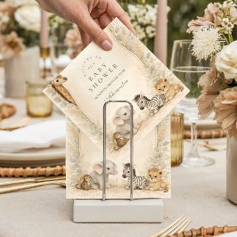 Neutral Safari Jungle Animals Baby Shower Serviette