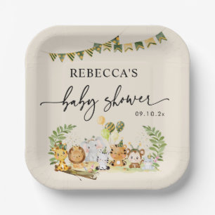 Neutral Safari Jungle Party Babydusche Pappteller