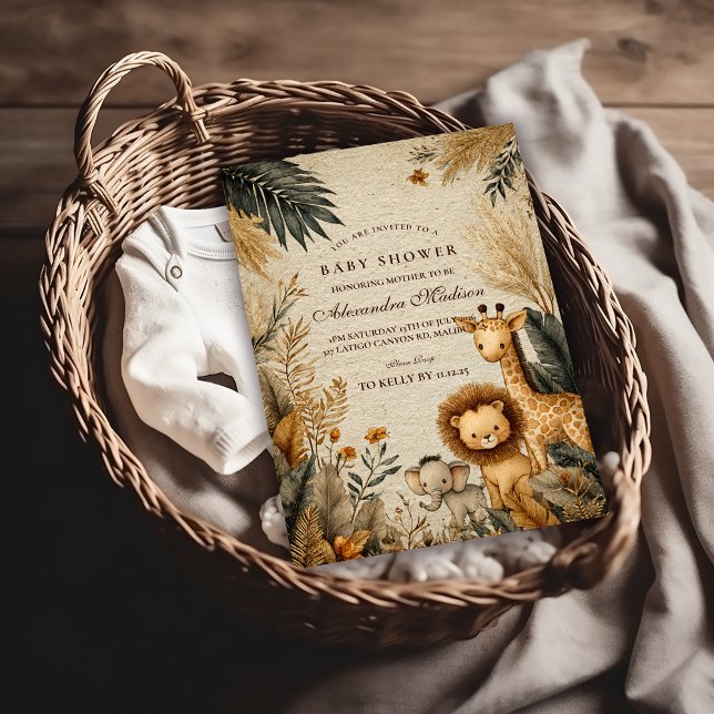 Neutral Safari Woodland Baby Shower Einladung (Von Creator hochgeladen)