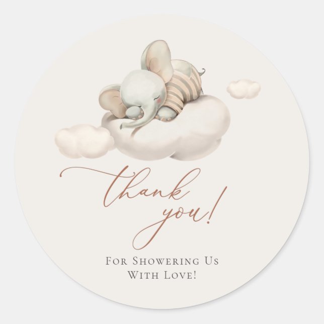 Neutral schlafendes Elefantengeschlecht Runder Aufkleber (Vorderseite)