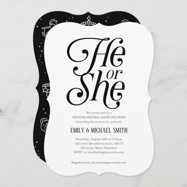 Neutral, Schwarz und Weiß, Er oder sie, Genderdars Einladung (Vorne/Hinten)