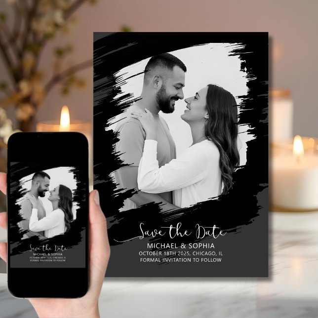 Neutral Schwarz-weiß Save the Date modern einzigar (Von Creator hochgeladen)