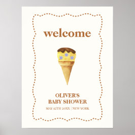 Neutral Scoop Ice Cream Boy Baby Shower Willkommen Poster