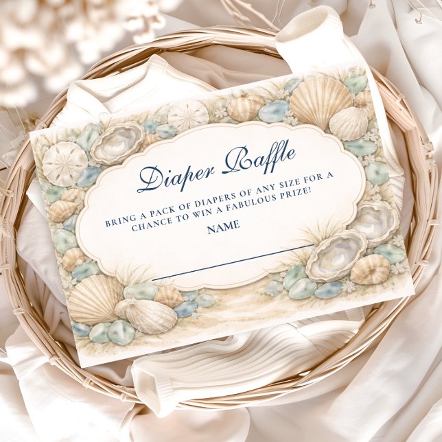Neutral Seaside Shells Diapper Raffle Begleitkarte (Von Creator hochgeladen)