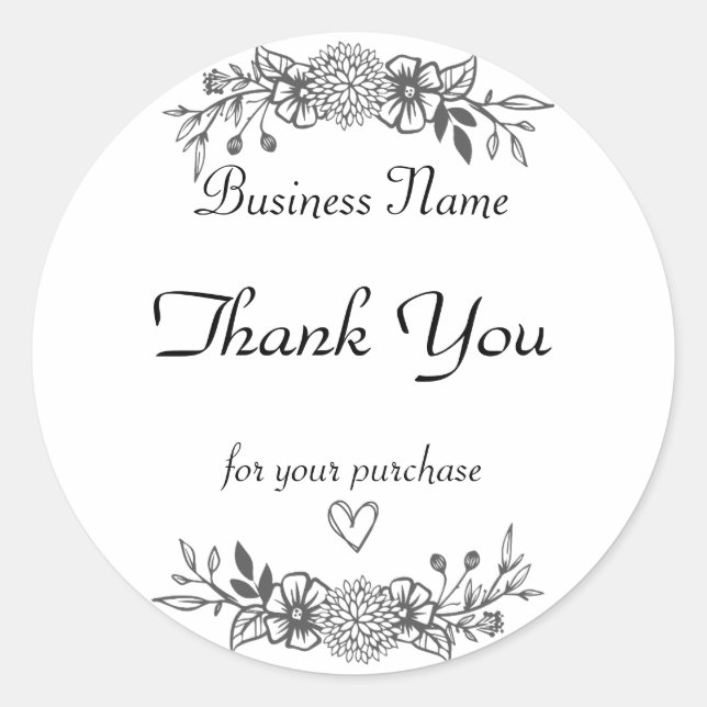 Neutral Simple Floral Vielen Dank Runder Aufkleber (Vorderseite)
