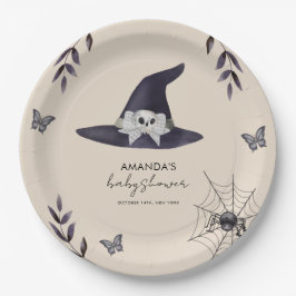Neutral Simple Little Boo Witch Hat Baby Dusche Pappteller