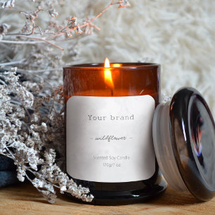 Neutral Simple Marble Grey Candle Product Label Quadratischer Aufkleber