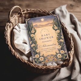 Neutral Southwest Cactus Botanicals Baby Shower Einladung