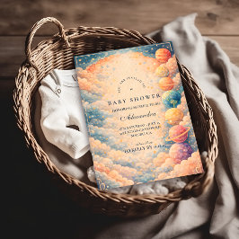 Neutral Space Planets Stars Baby Shower Einladung