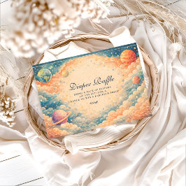 Neutral Space Planets Stars Diapper Raffle Begleitkarte