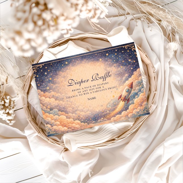 Neutral Space Rocket Stars Diapper Raffle  Begleitkarte (Von Creator hochgeladen)