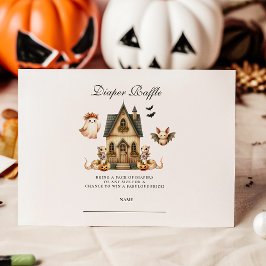 Neutral Spooky Hütte Diapper Raffle Begleitkarte