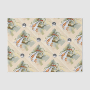 NEUTRAL STORK BABY SHOWER WHITE GEMSTONES SEIDENPAPIER