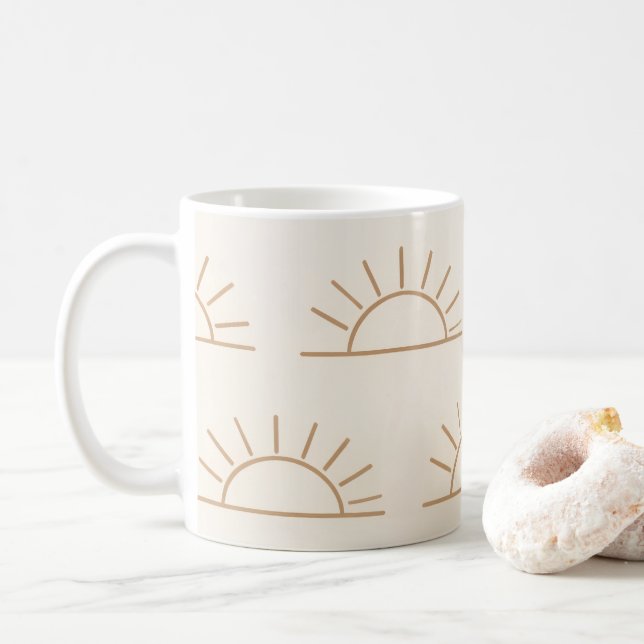 Neutral Sun Mug | Beige Coffee Mug Kaffeetasse (Mit Donut)