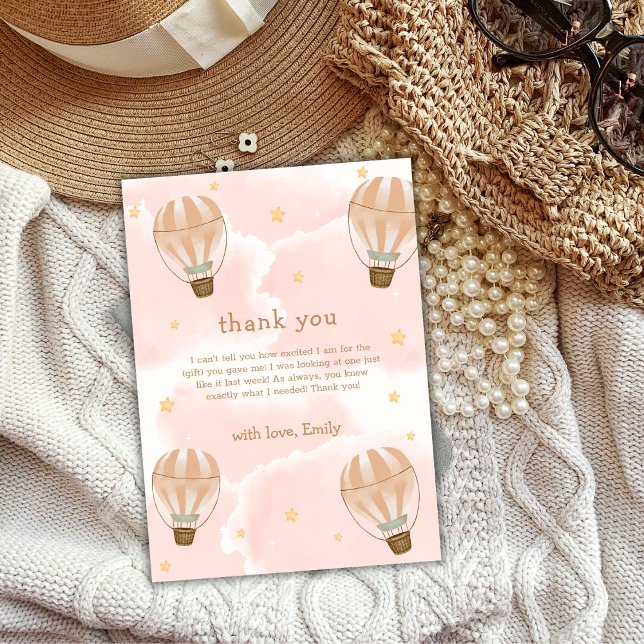 Neutral Sweet Cloud Hot Air Ballon Babydusche Dankeskarte (Neutral Sweet Cloud Hot Air Balloon Baby Shower Thank You Card)
