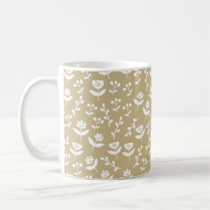 Neutral Tan Bauernhof Land Floral Lässig Kaffeetasse