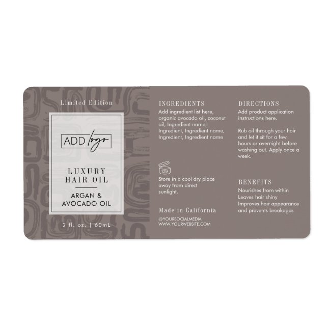 Neutral Tan Bohemian Logo 2OZ Dropper Bottle (Vorne)