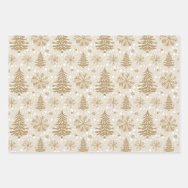 Neutral Tan Festive Weihnachtsbilder Geschenkpapier Set