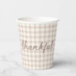 Neutral Tan Gingham Pappbecher