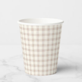Neutral Tan Gingham Pappbecher