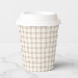 Neutral Tan Gingham Pappbecher