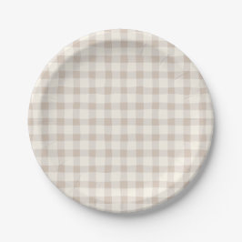 Neutral Tan Gingham Pappteller
