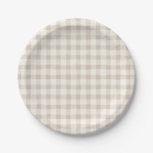 Neutral Tan Gingham Pappteller